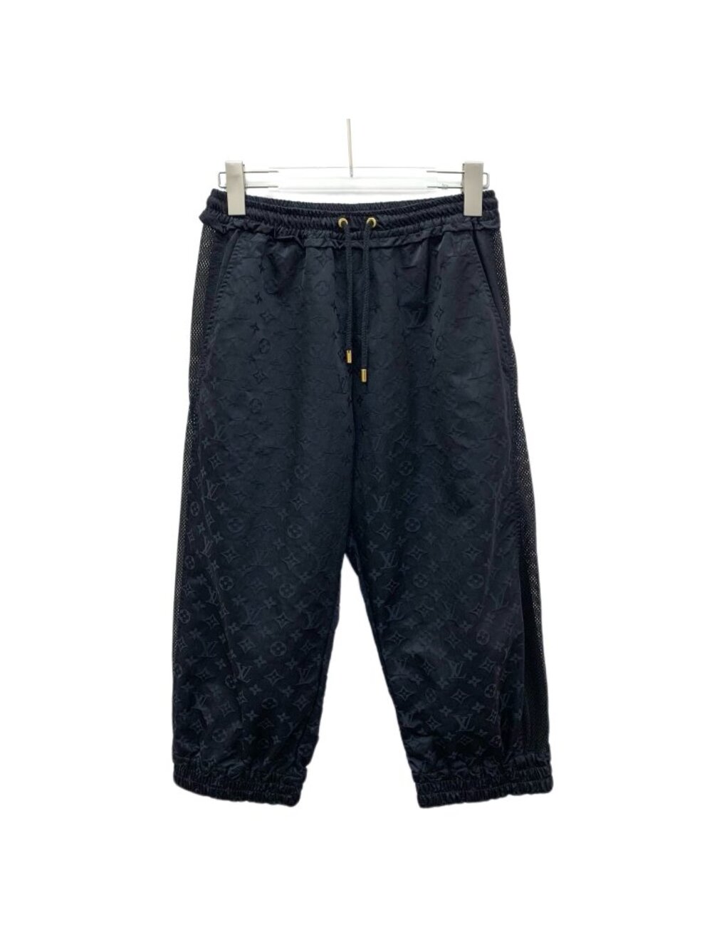 Louis Vuitton 2023 Black Logo Jacquard Drawstring Cropped Casual Pants